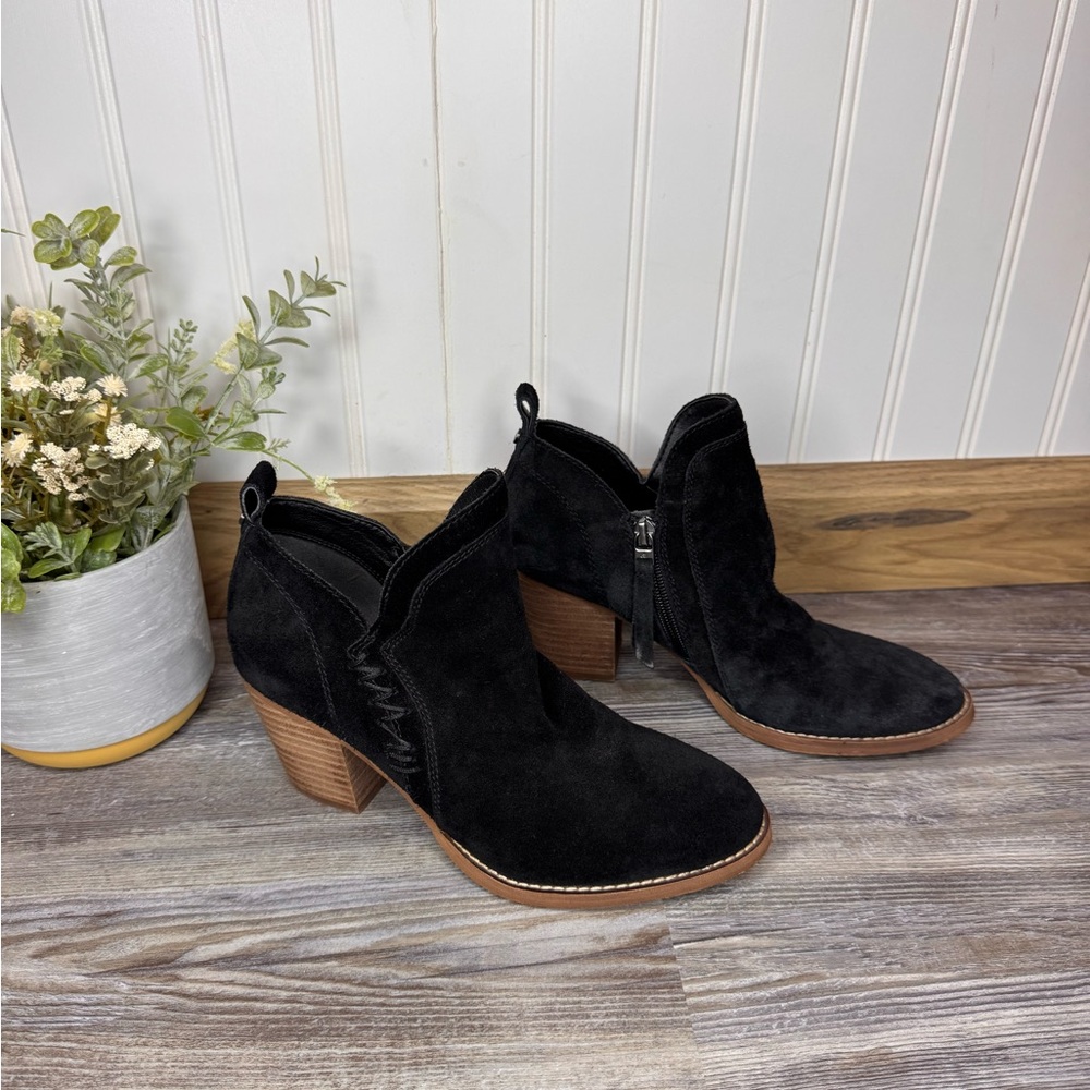 Sam Edelman Womens Mathia Bootie Leather Upper Suede Black Ankle Boots Zipper 7